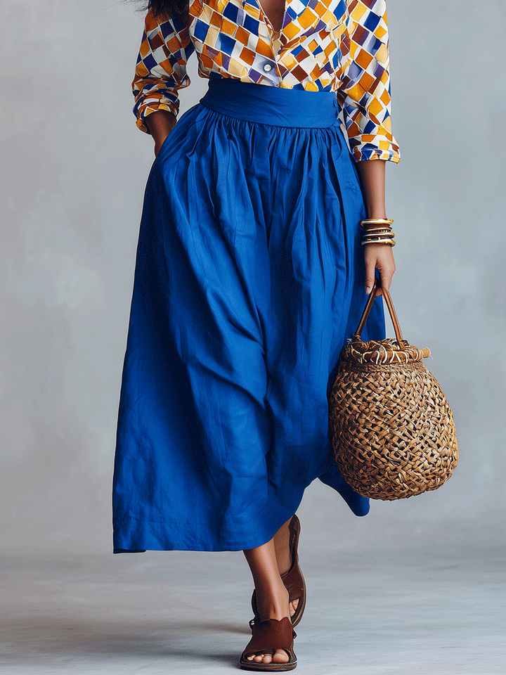 Dahlia | Vacation Mediterranean Blu Due Pezzi Boho Completo