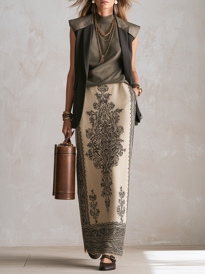 Adelaide | Oliva Verde Senza Maniche Vest And Gonna