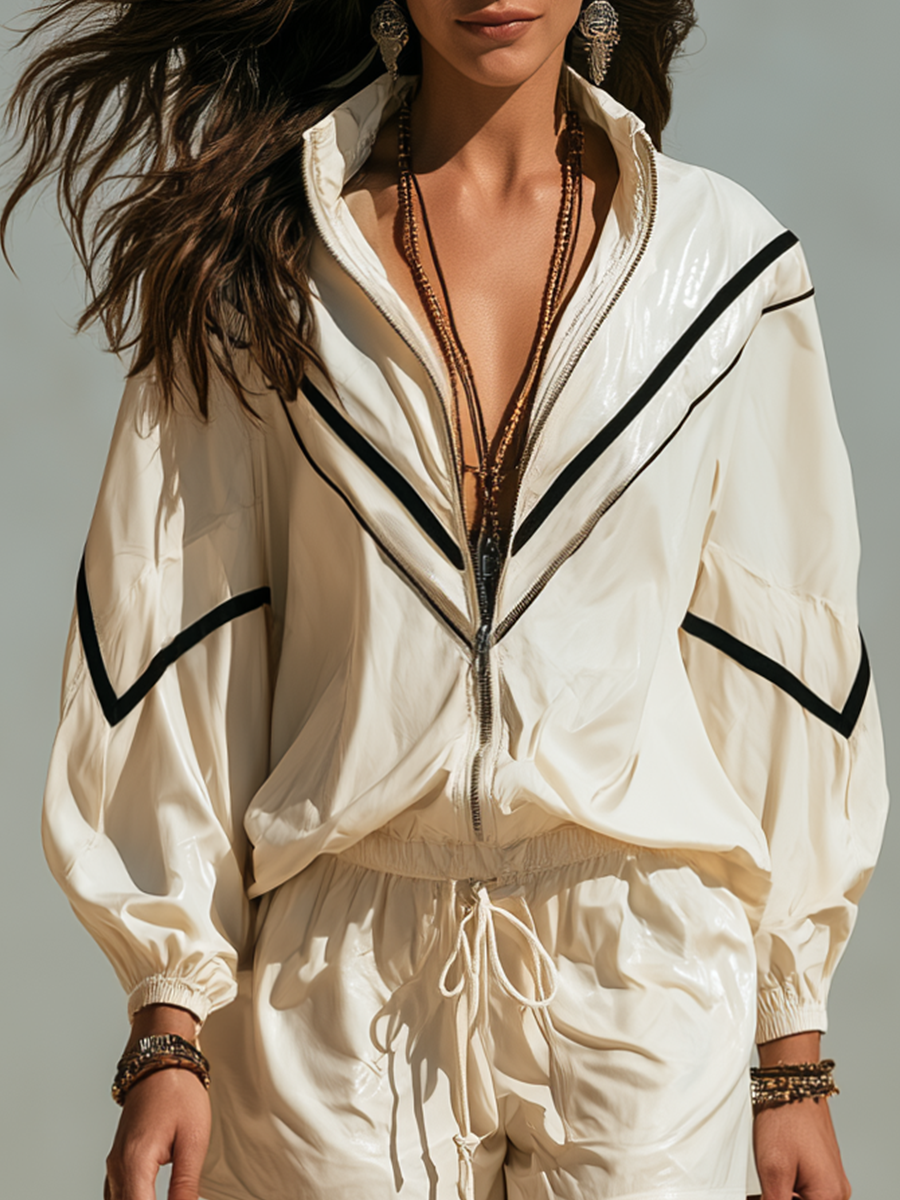 Piper | Contrast-Trim Boho Corto Completo