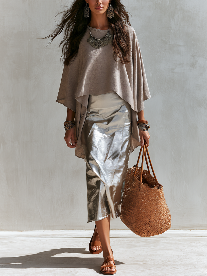 Violet | Talpa Draped Cape Top & Gonna