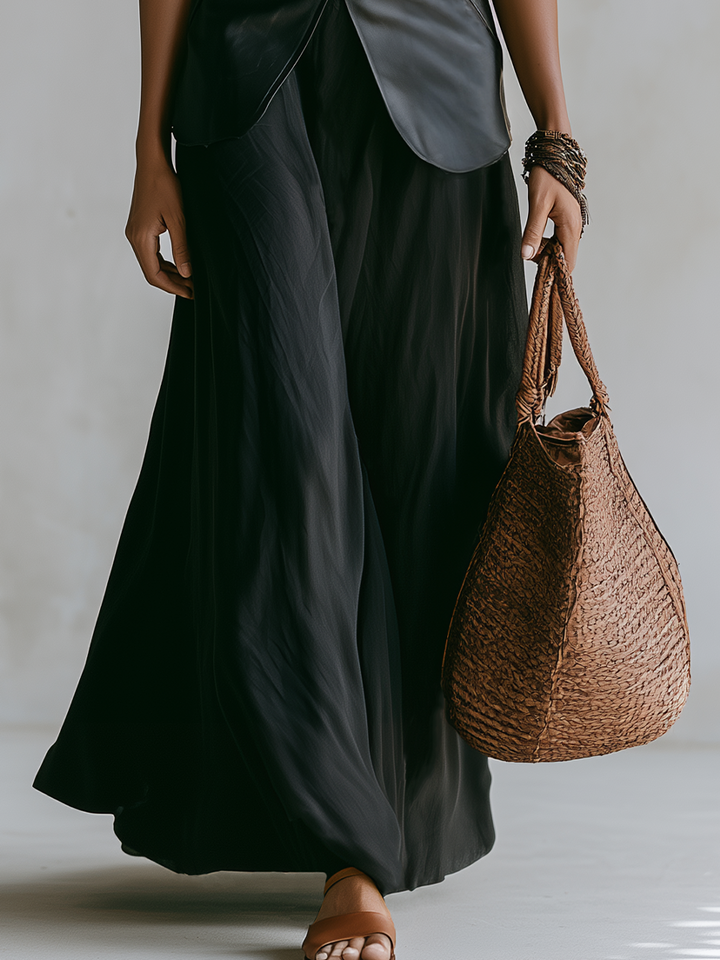 Octavia | Nero Faux Pelle Gonna Completo