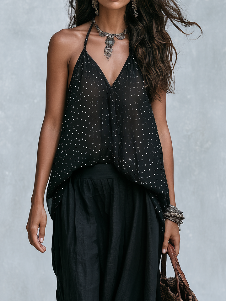 Penelope | Nero Polka Dot Maxi Gonna Completo