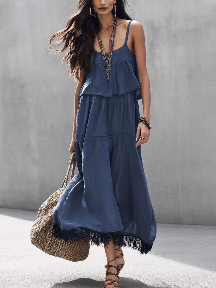 Nora | Slate Blu Tiered Cami Gonna Completo