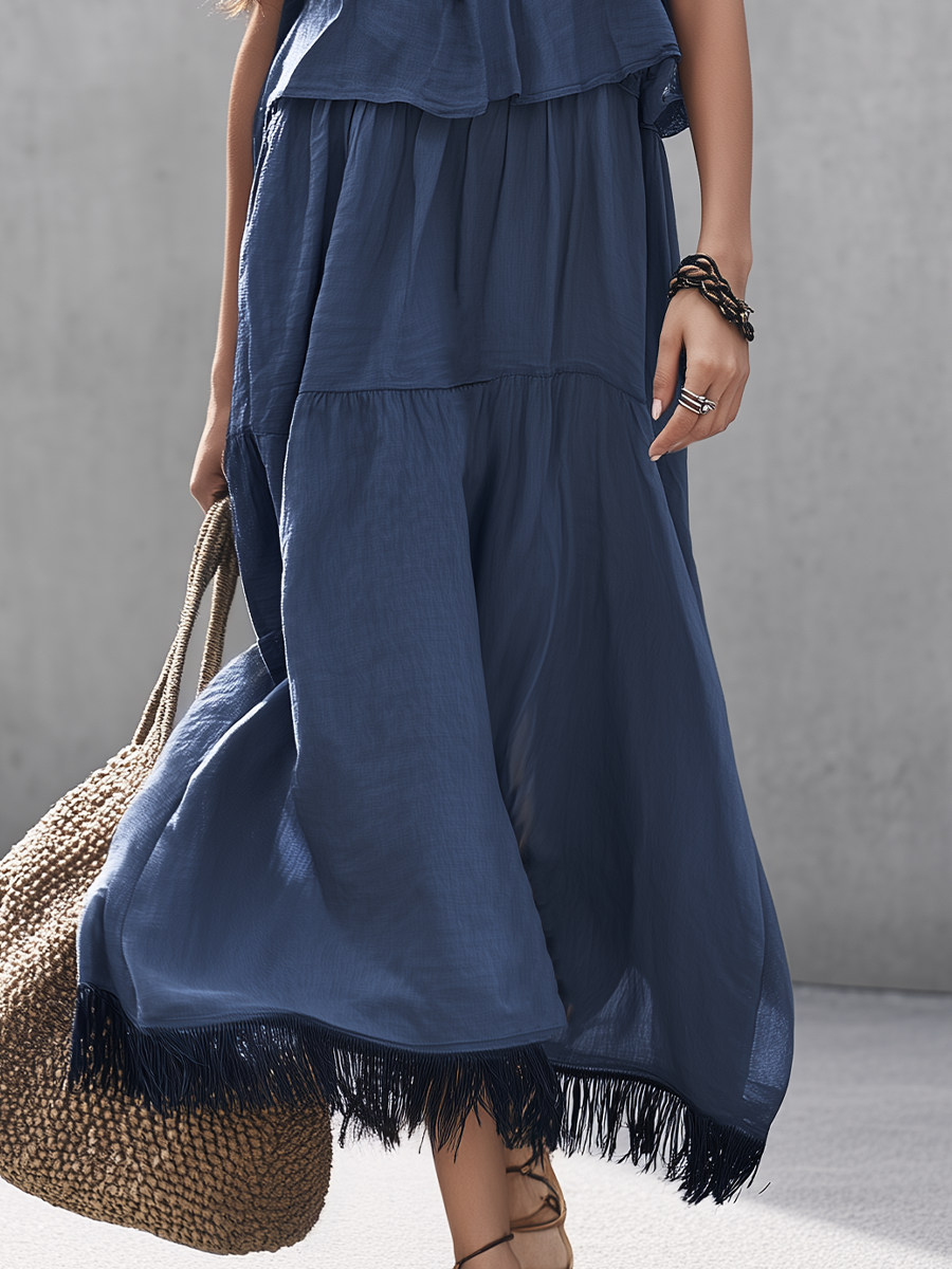 Nora | Slate Blu Tiered Cami Gonna Completo