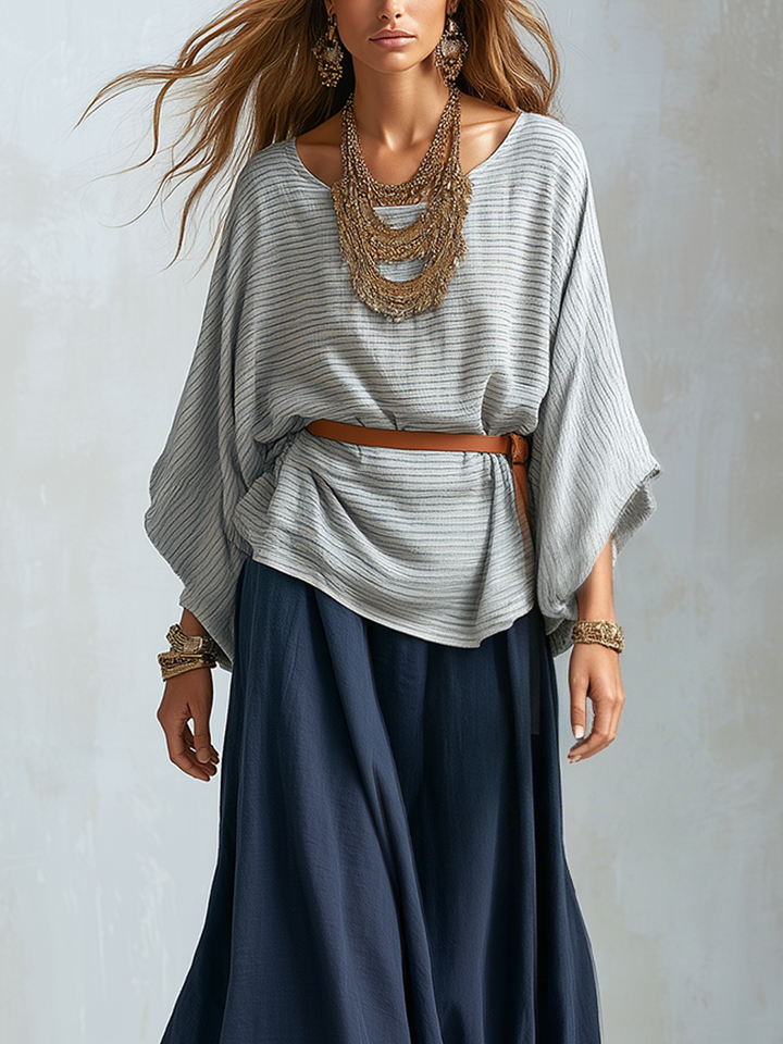 Juliet | Textured Batwing Sleeve Top And Gonna