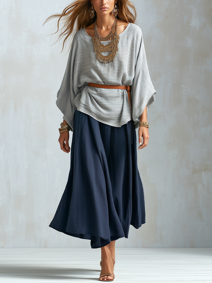 Juliet | Textured Batwing Sleeve Top And Gonna
