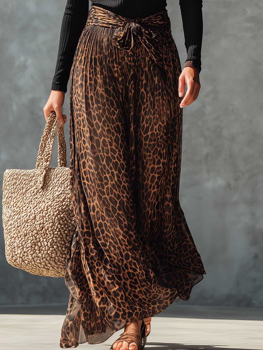 Camille | Bold Nero Leopard Stampa Gamba Larga