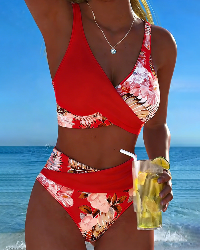 Elsa | Contrast Floreale Split Bikini