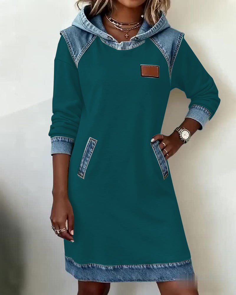 Giada | Hooded Abito with Denim Details