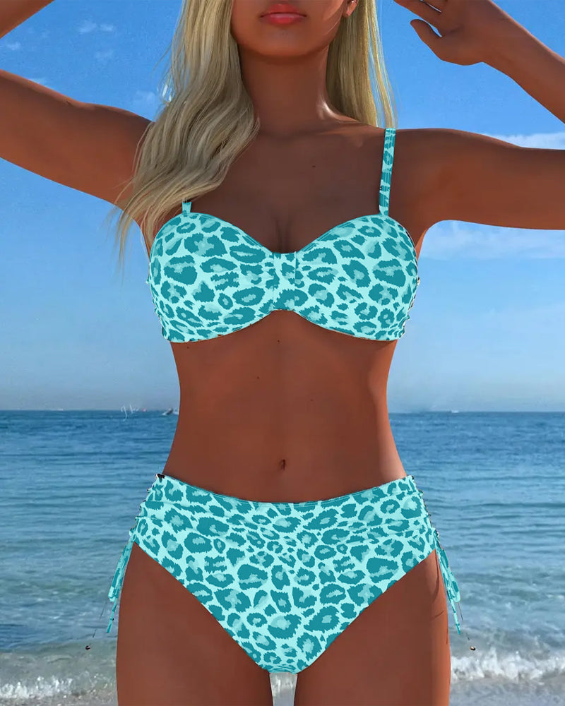 Poppy | Knot-Front Leopard Due Pezzi Costume da Bagno