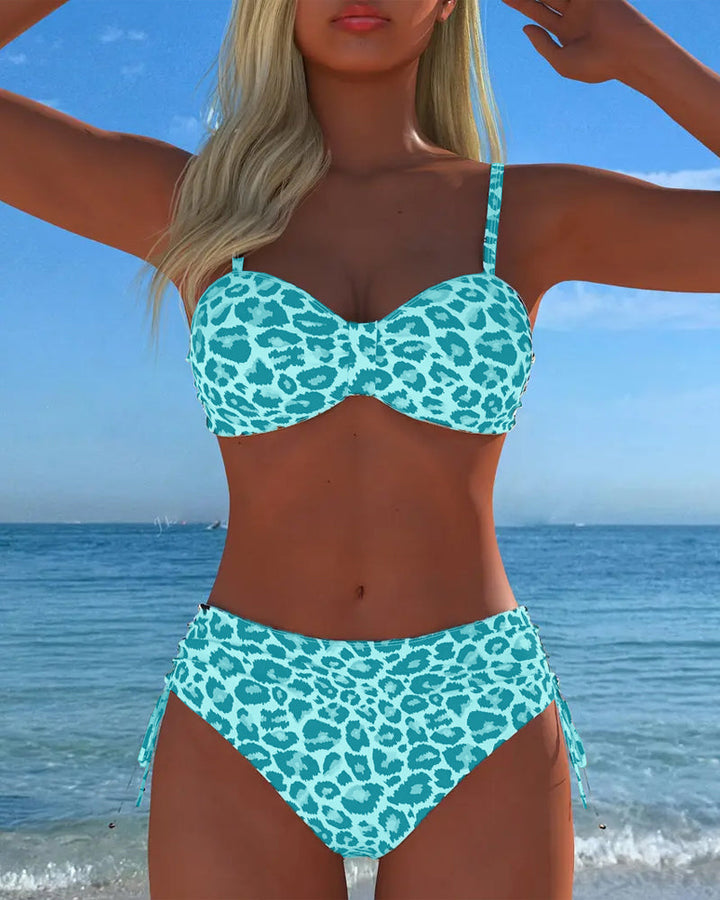 Poppy | Knot-Front Leopard Due Pezzi Costume da Bagno