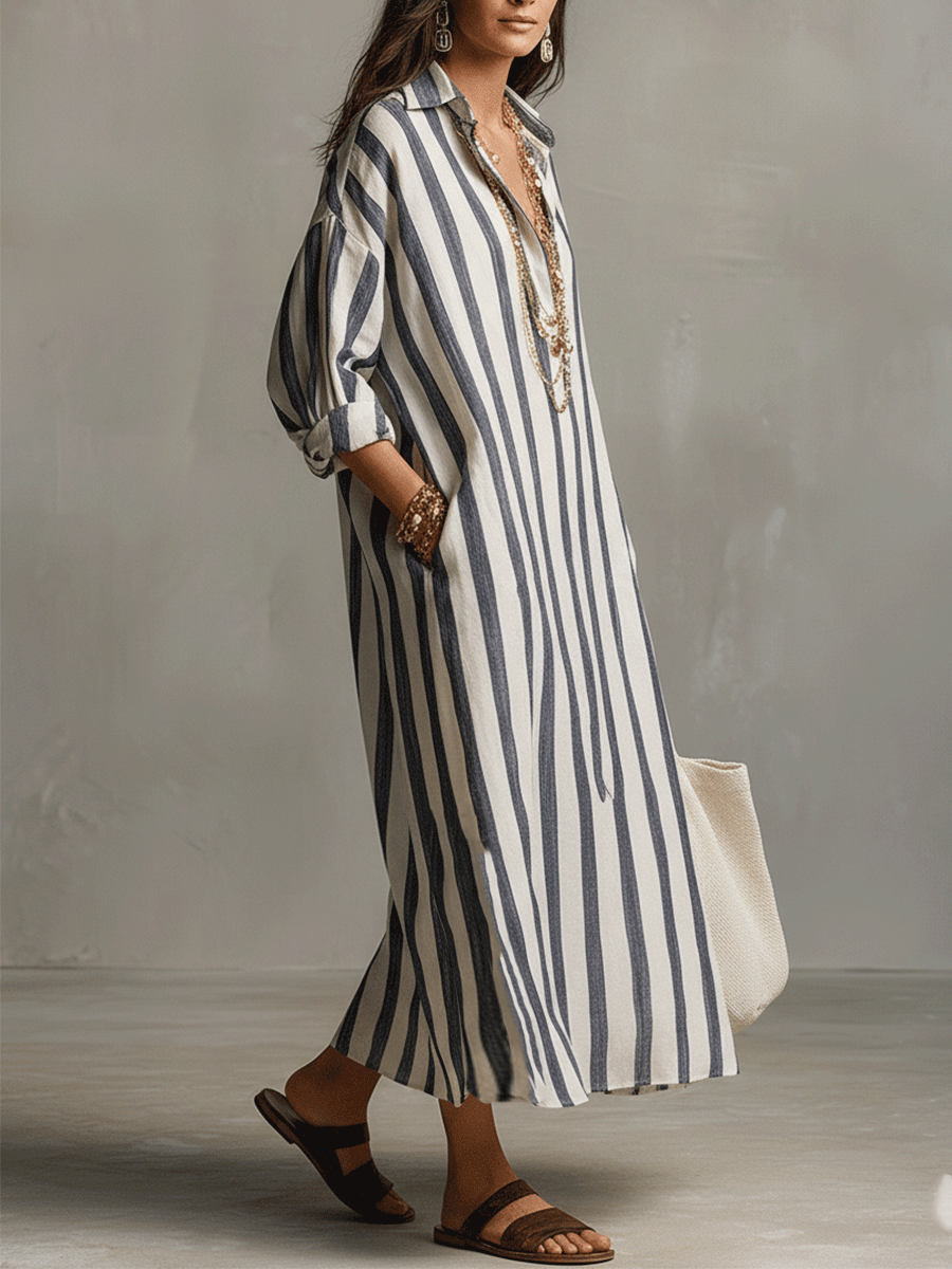 Sadie | a Righe Camicia Maxi Abito