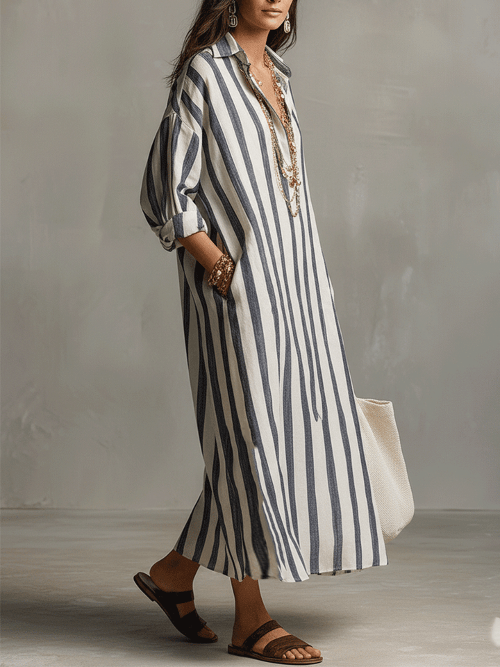 Sadie | a Righe Camicia Maxi Abito
