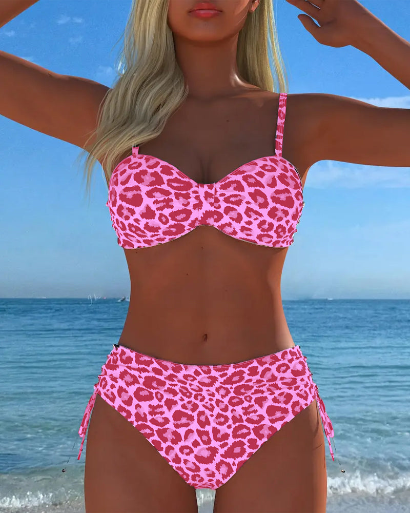Poppy | Knot-Front Leopard Due Pezzi Costume da Bagno