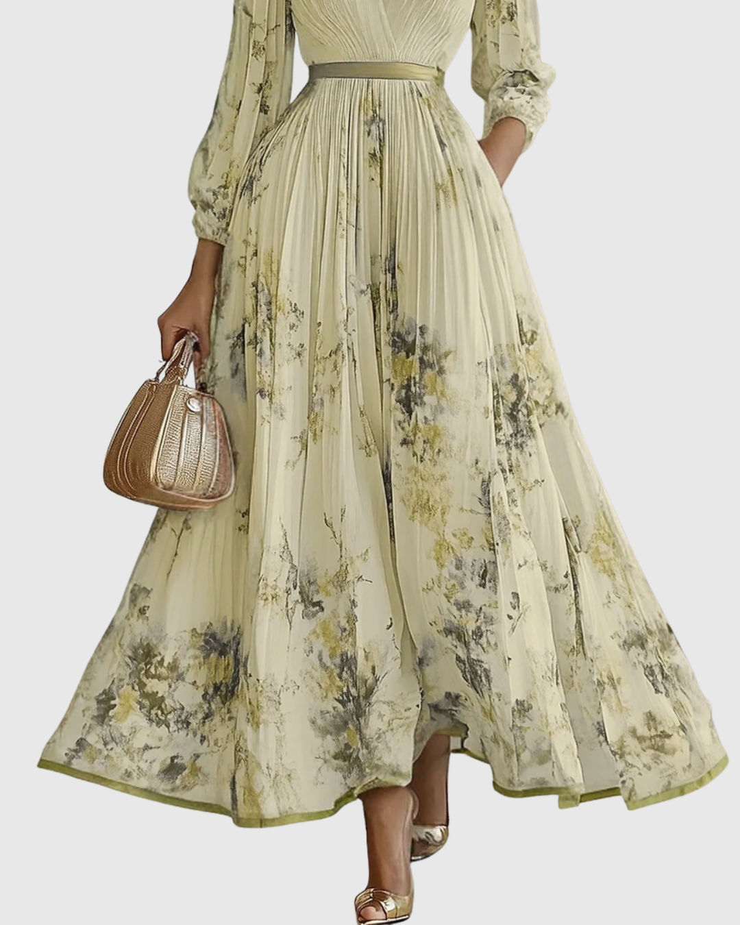 Rowena | Elegante Pleated Maxi Abito