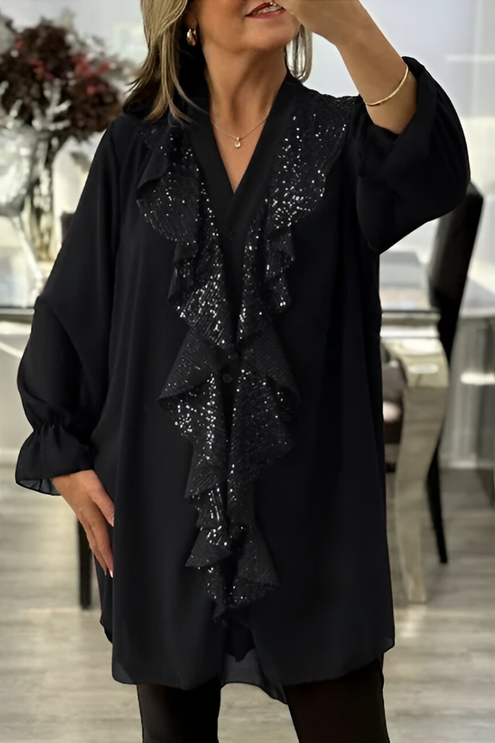 Cordelia | Elegante Ruffle Chiffon Camicetta