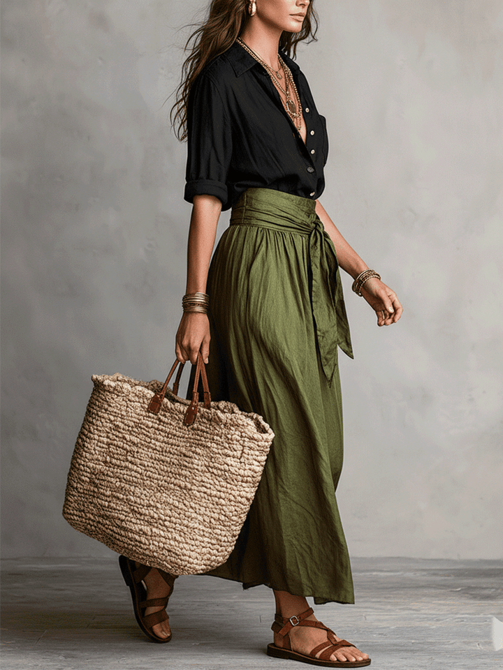 Holly | Raso Midi Gonna & Camicetta Completo