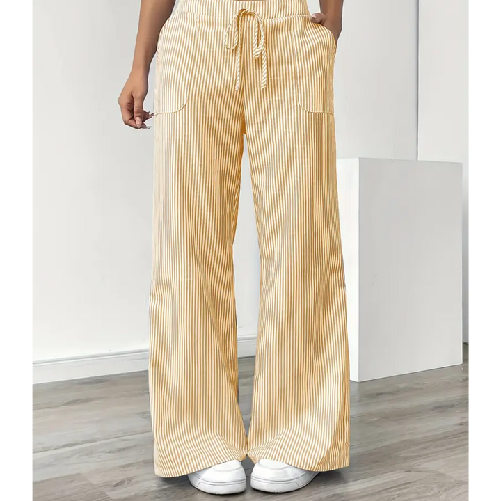 Sylvia | a Righe Gamba Larga Pantaloni with Pockets