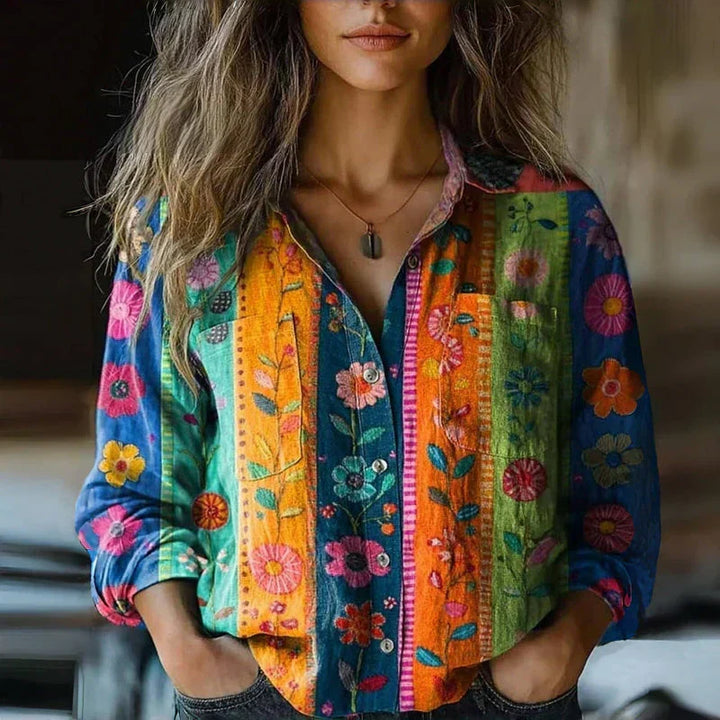Lacey | Bohémien Stampato Button Camicia