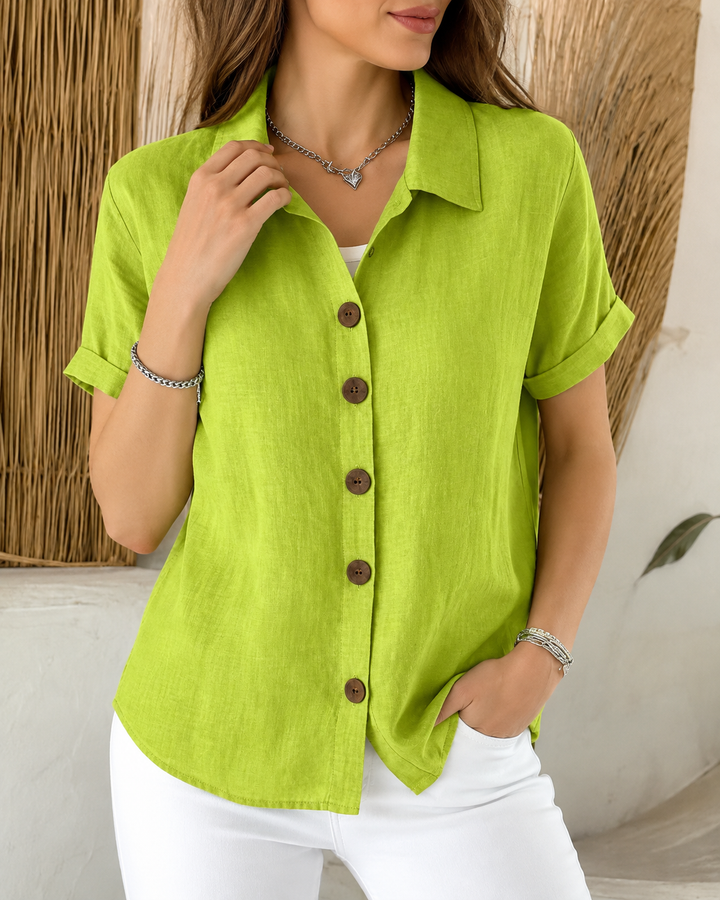 Barrine | Rilassato Button Lino Camicetta