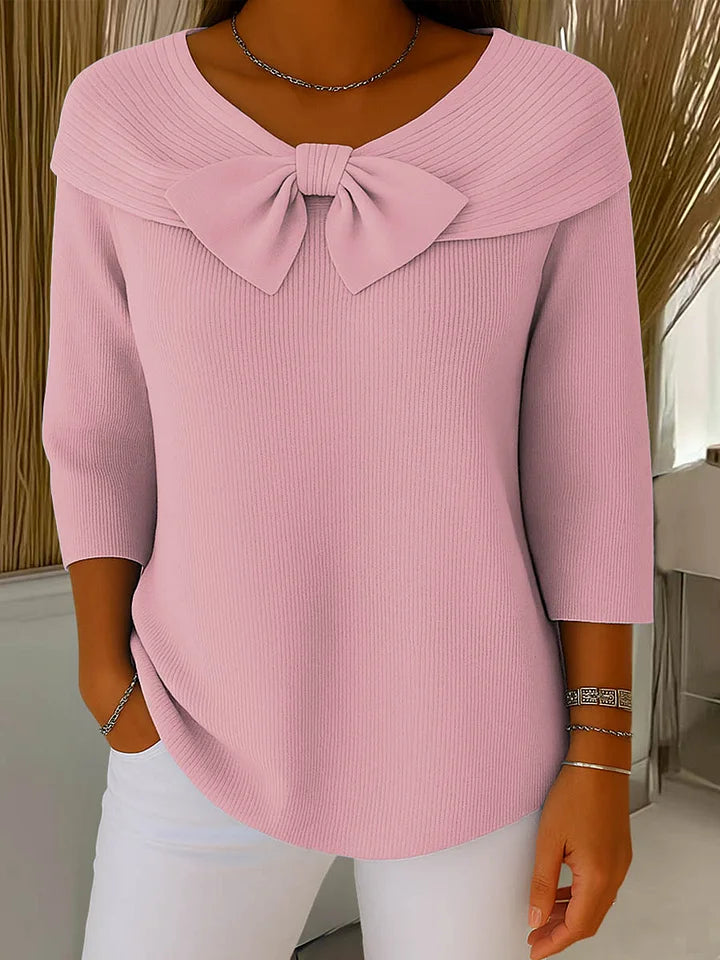 Lindel | Bow Neck a Coste Maglia Top