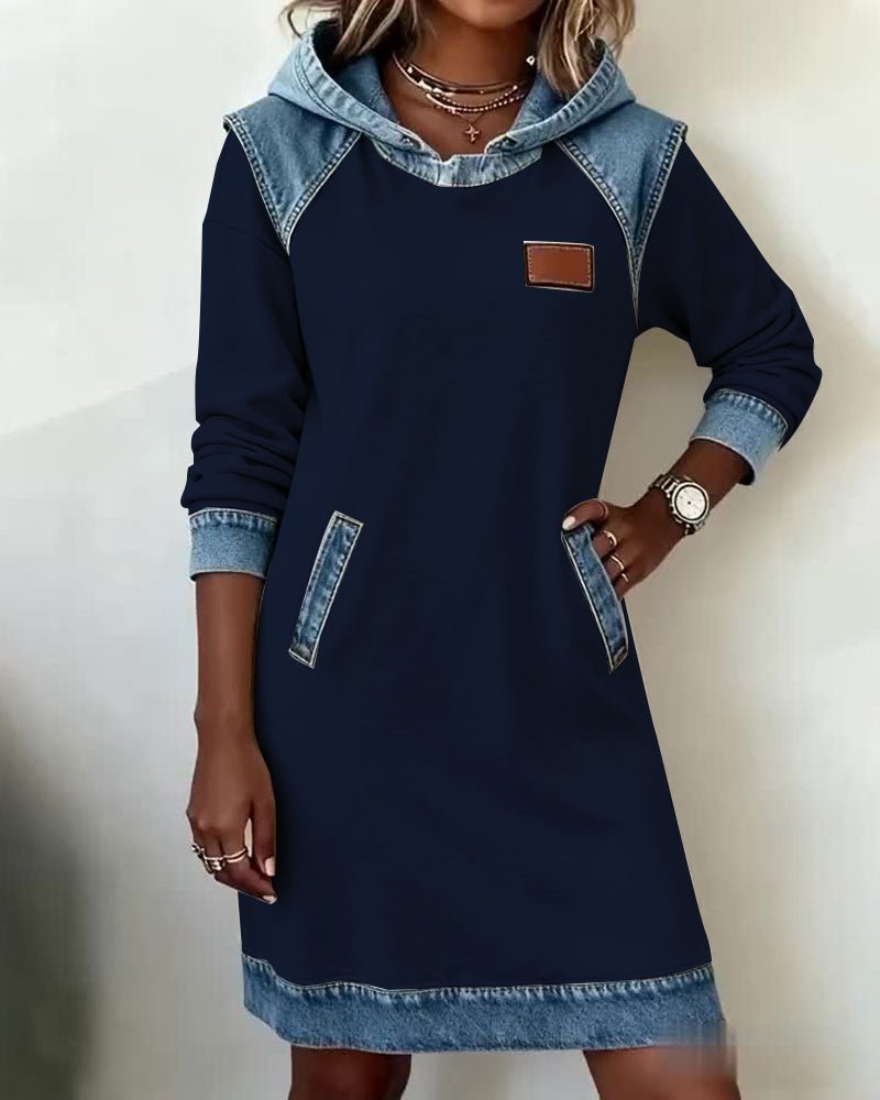Giada | Hooded Abito with Denim Details