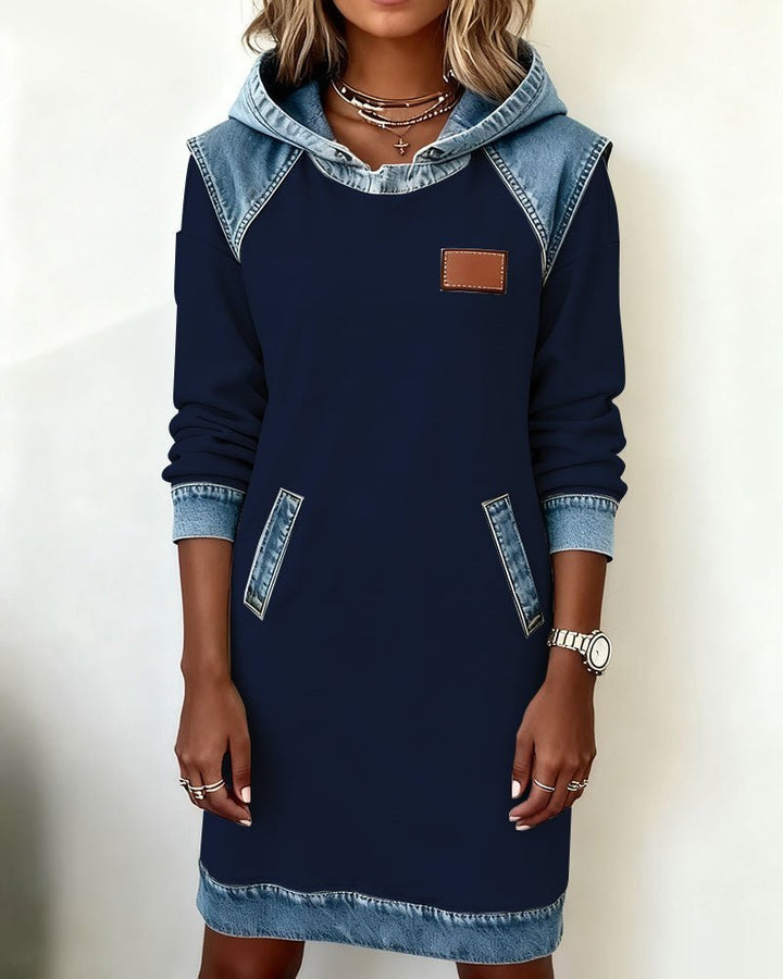 Giada | Hooded Abito with Denim Details