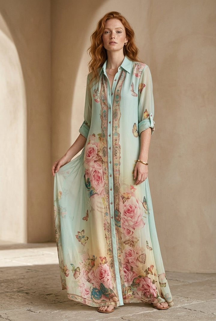 Lark | Maxi Abito in Chiffon Verde Menta