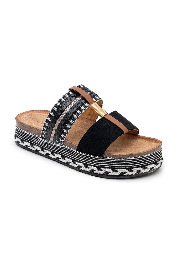 Seren | Nero Wedge Sandalo
