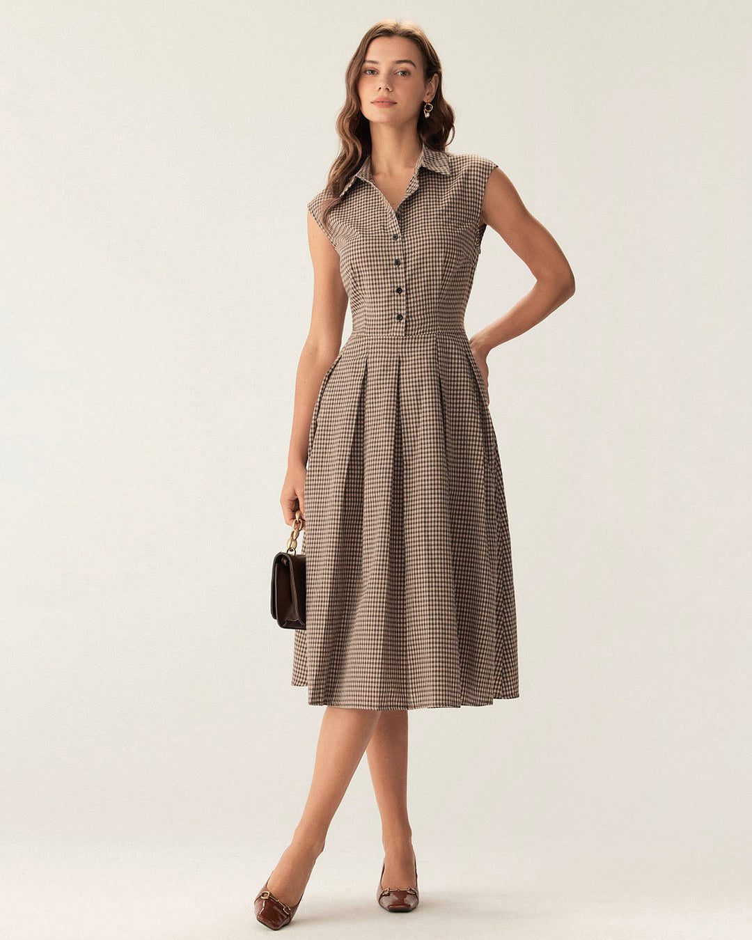 Hazel | Classico Scozzese Button-Front Midi Abito