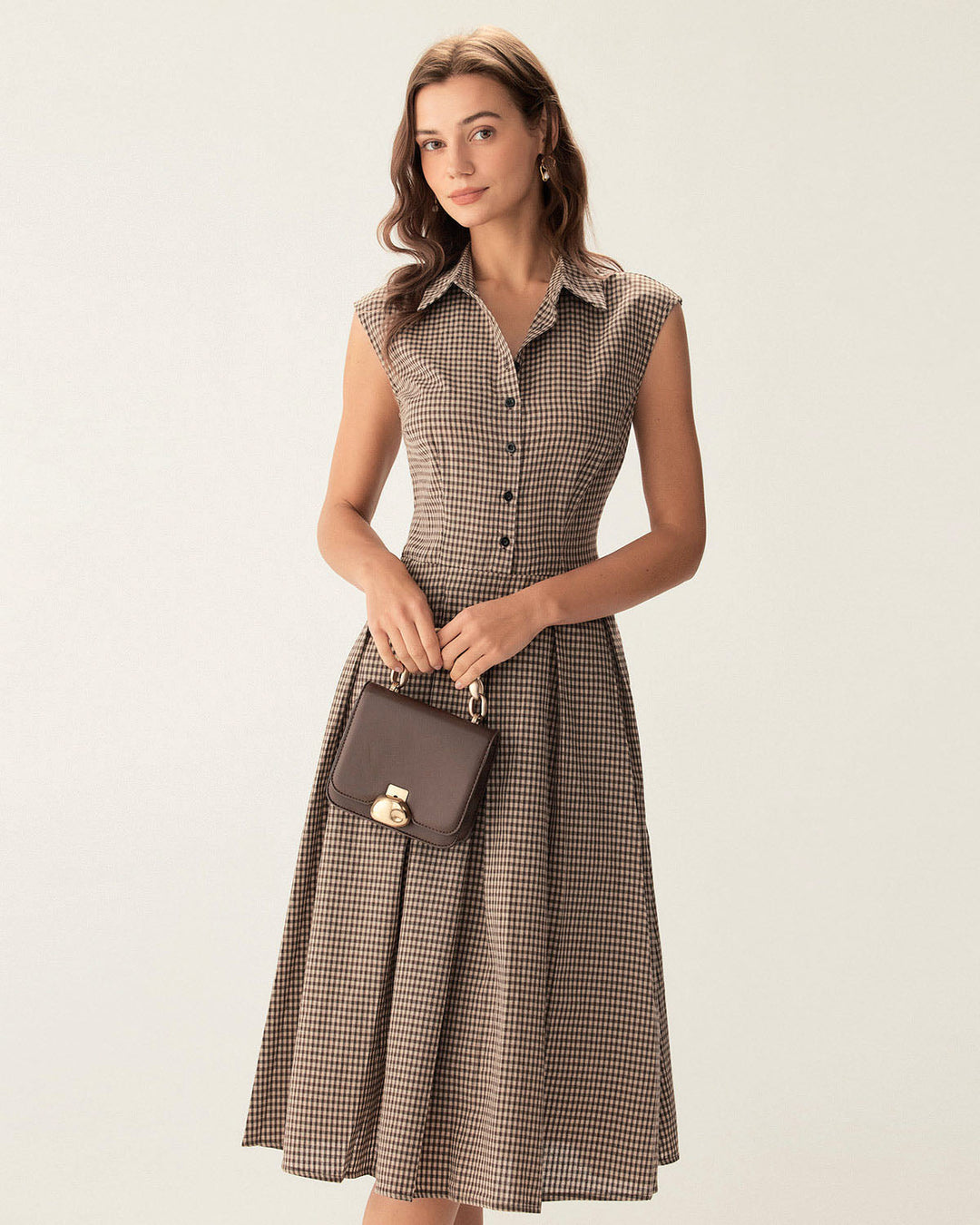 Hazel | Classico Scozzese Button-Front Midi Abito