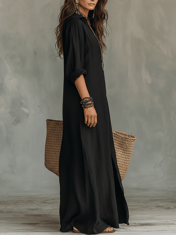 Wren | Nero Button-Front Maxi Abito