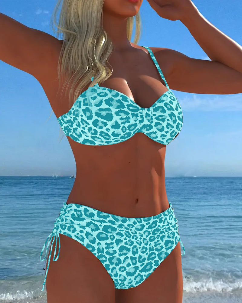Poppy | Knot-Front Leopard Due Pezzi Costume da Bagno