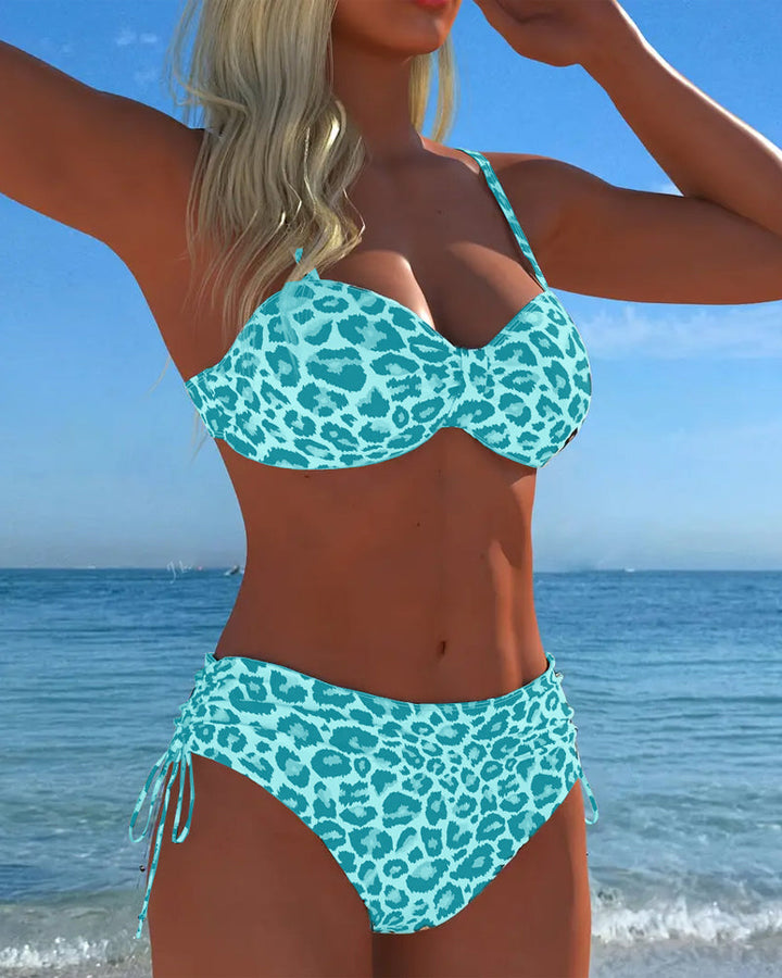 Poppy | Knot-Front Leopard Due Pezzi Costume da Bagno