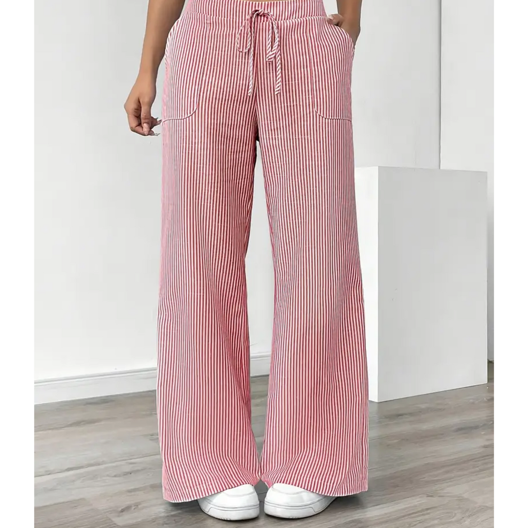 Sylvia | a Righe Gamba Larga Pantaloni with Pockets