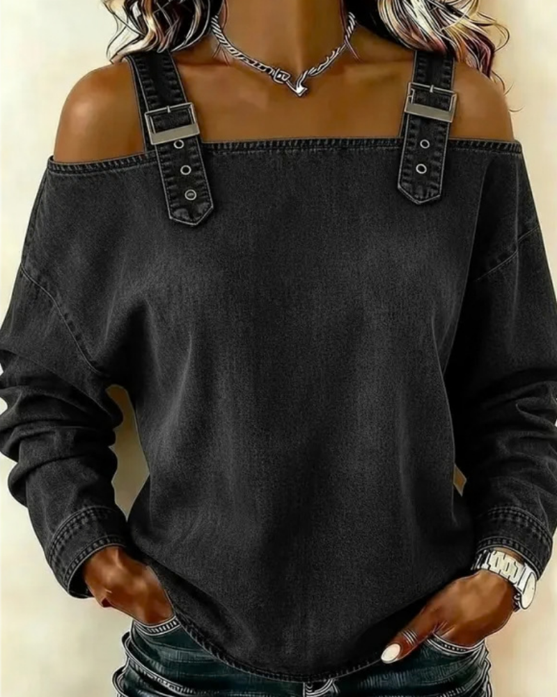 Ginger | Spalle Scoperte Denim Strap Top