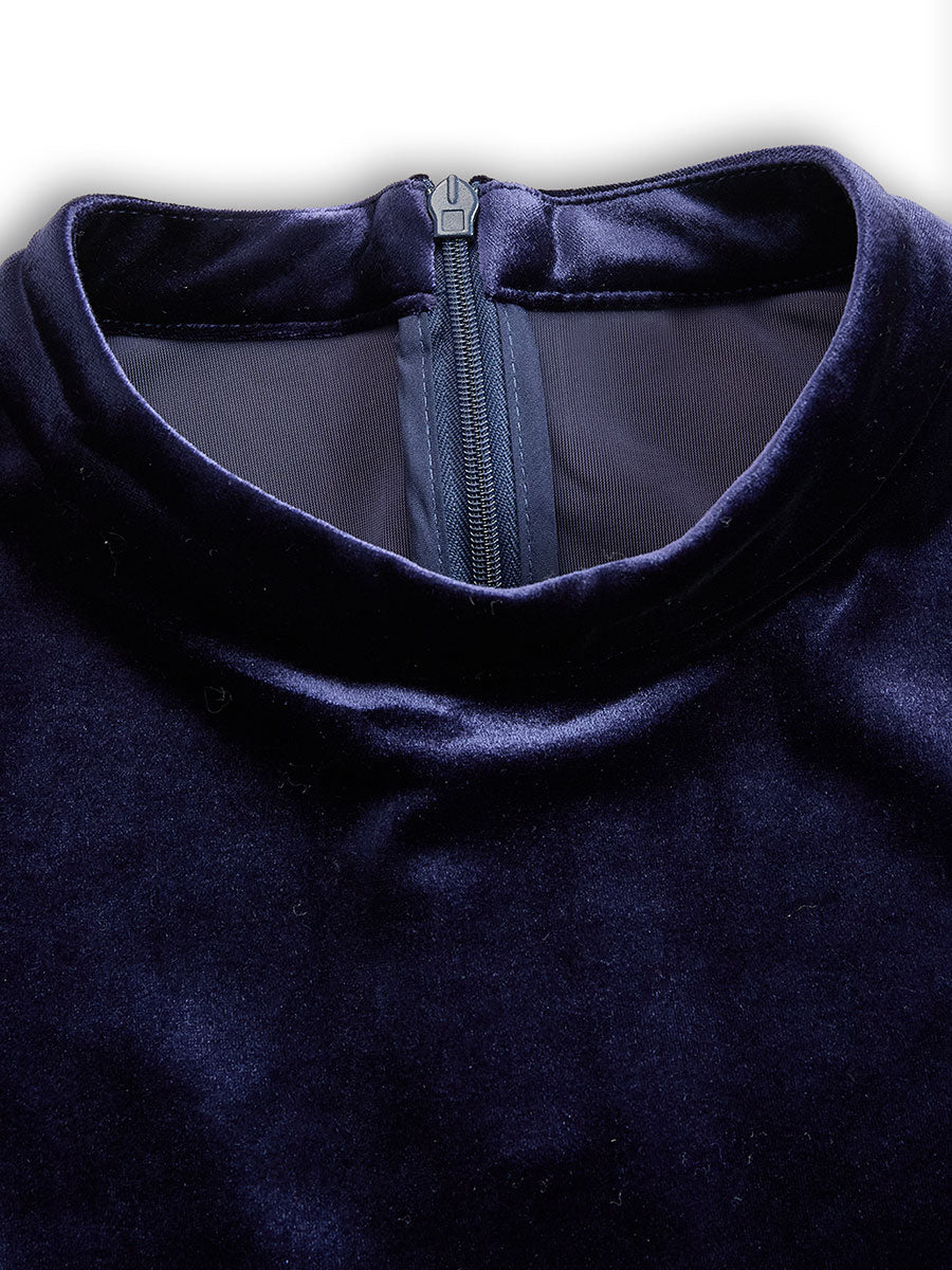 Elissa | Blu Navy Blu Manica Lunga Midi Abito