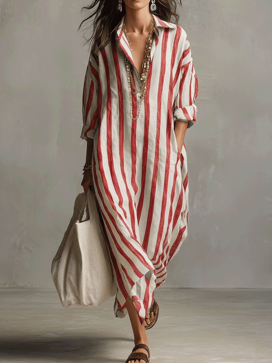 Sadie | a Righe Camicia Maxi Abito