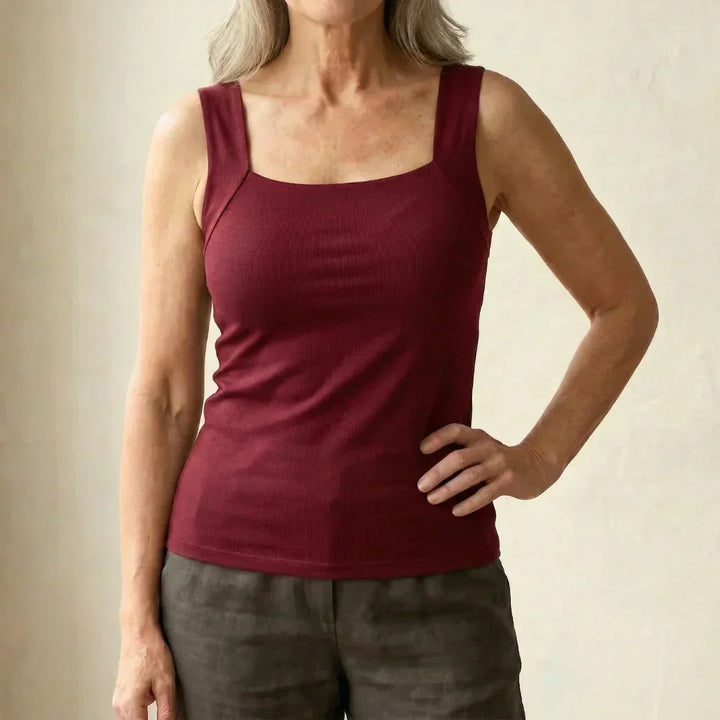 Beatrice | Canotta Bordeaux con Reggiseno Integrato