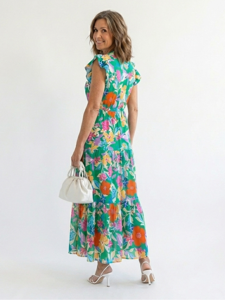 Lila | Floreale Tiered Midi Abito