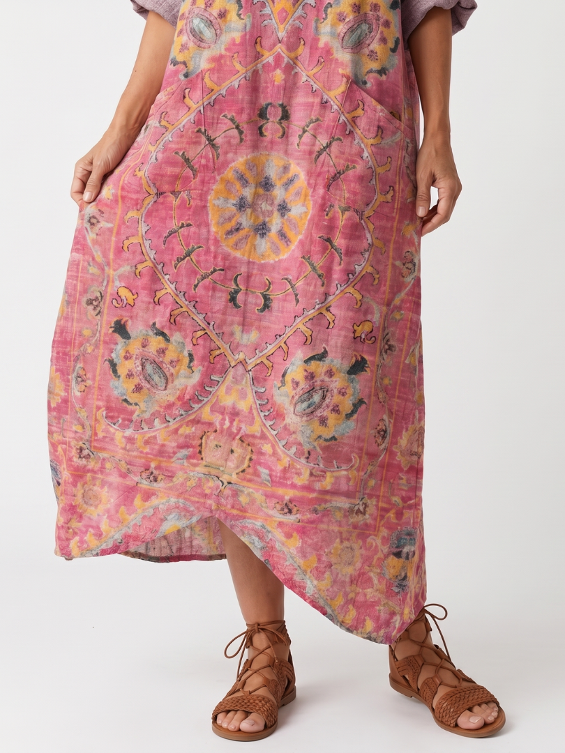 Tilda | Abito Midi Comodo con Tasche Stampa Astratta