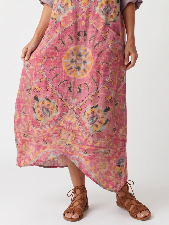 Tilda | Abito Midi Comodo con Tasche Stampa Astratta