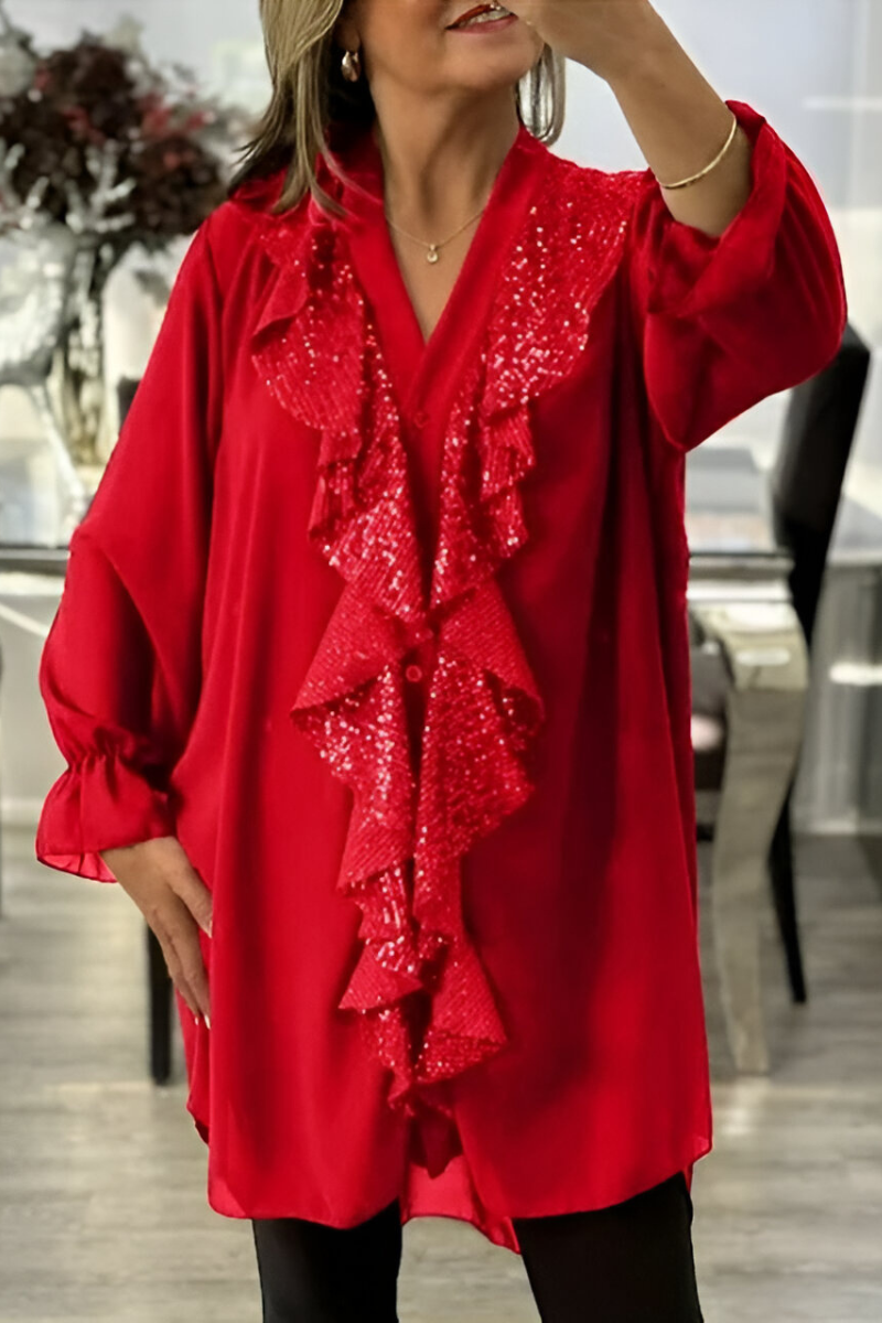Cordelia | Elegante Ruffle Chiffon Camicetta
