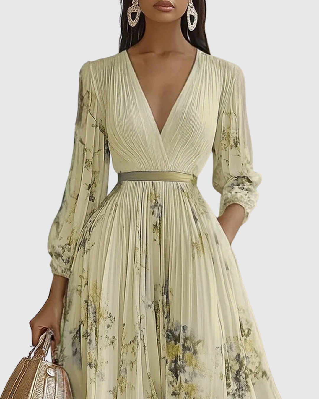 Rowena | Elegante Pleated Maxi Abito