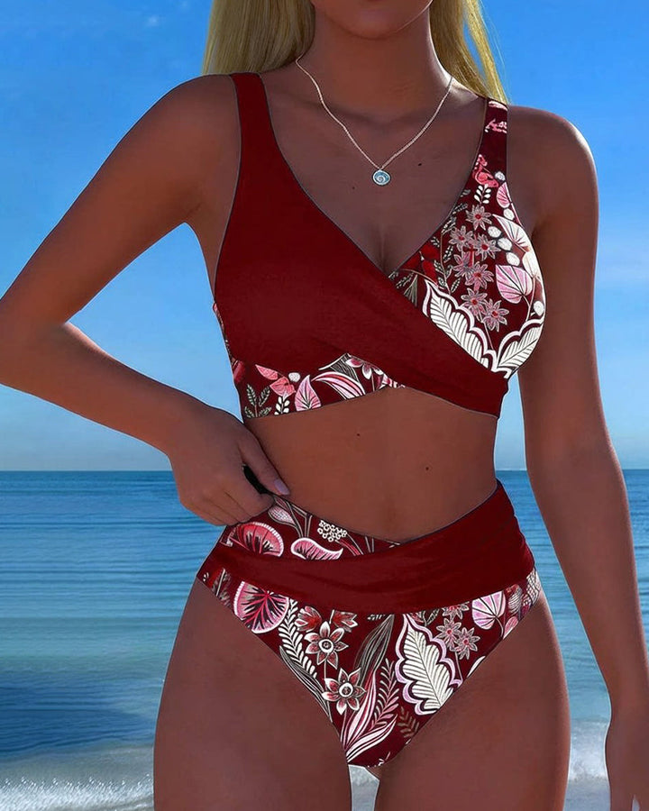Nina | Contrast-Colour Floreale Bikini