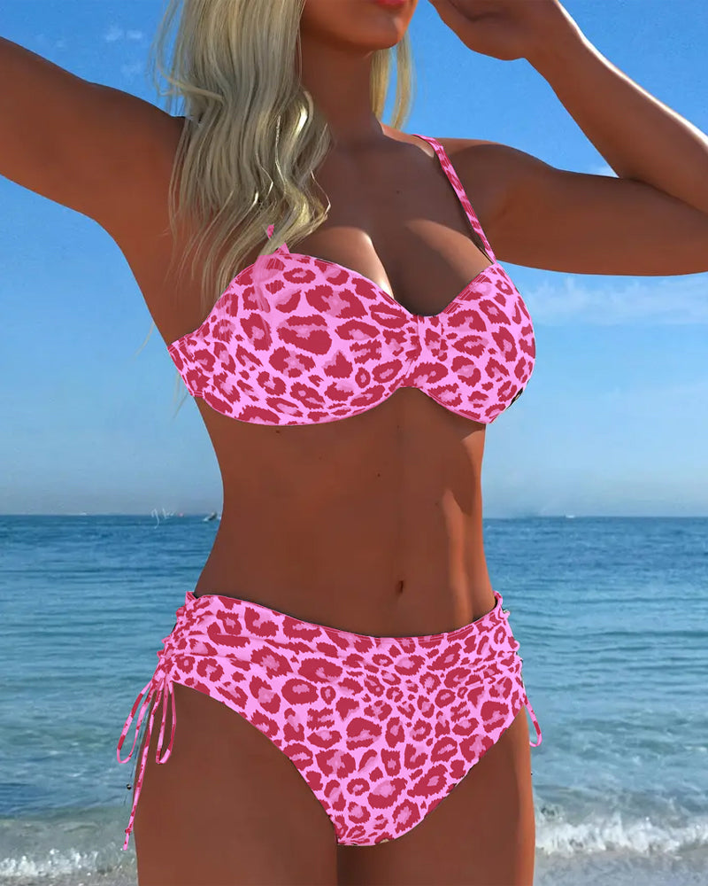 Poppy | Knot-Front Leopard Due Pezzi Costume da Bagno