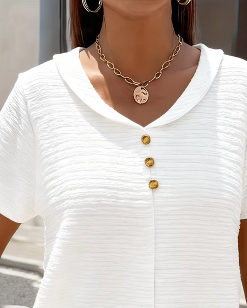 Barbara | T-shirt con Colletto e Bottoni
