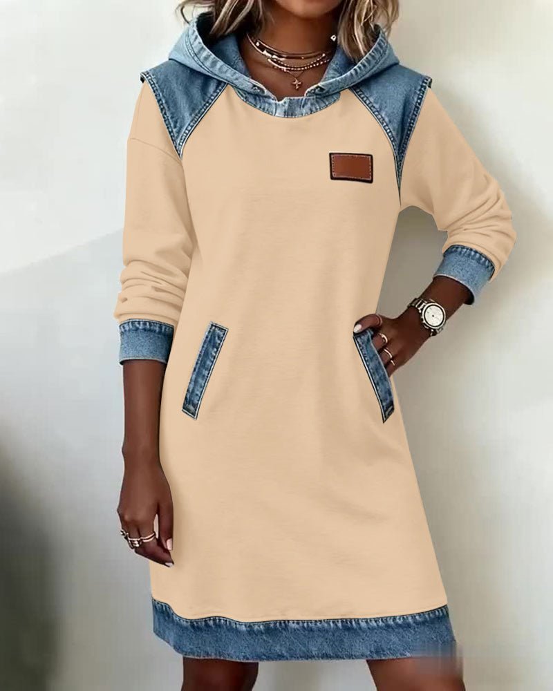 Giada | Hooded Abito with Denim Details