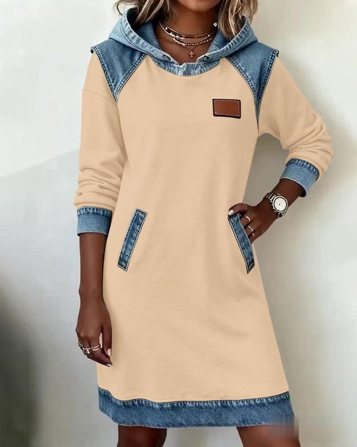 Giada | Hooded Abito with Denim Details