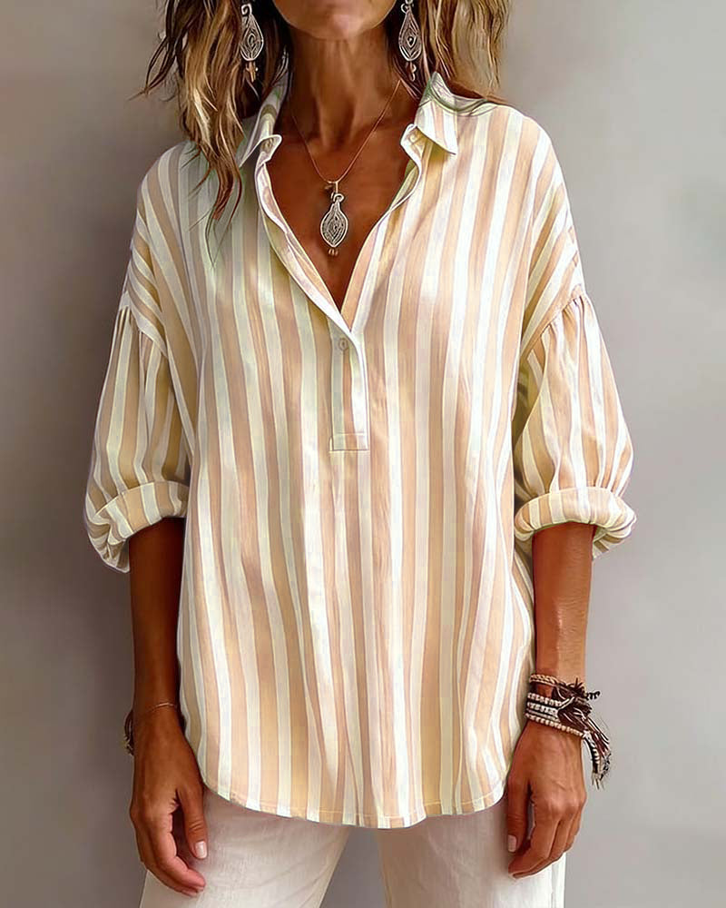 Deborah | Camicetta Ampia a Righe con Colletto